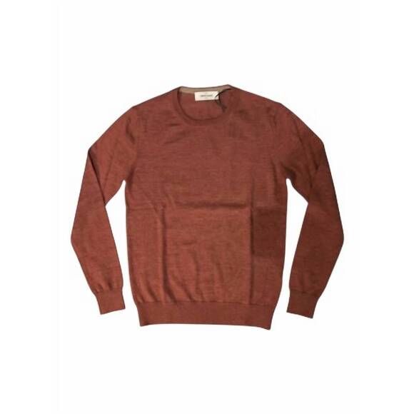 NEW GRAN SASSO men's classic crew long sleeve tee in brick